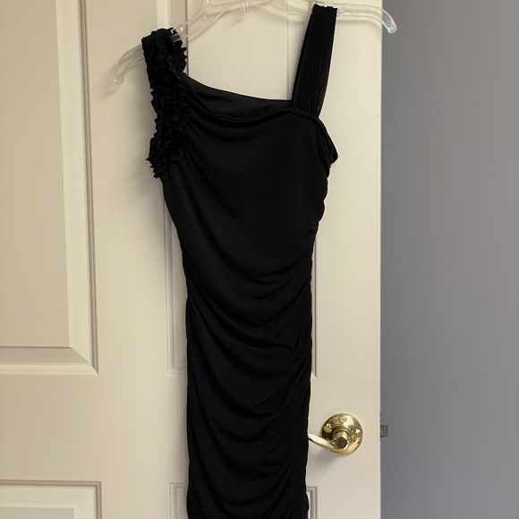 Love Tease Black Ruching Short Dress, Small - Picture 1 of 10